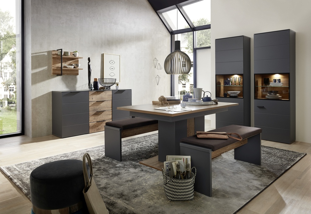 Esstisch MEDIANA Esszimmertisch ausziehbar Eiche grau 160-210cm