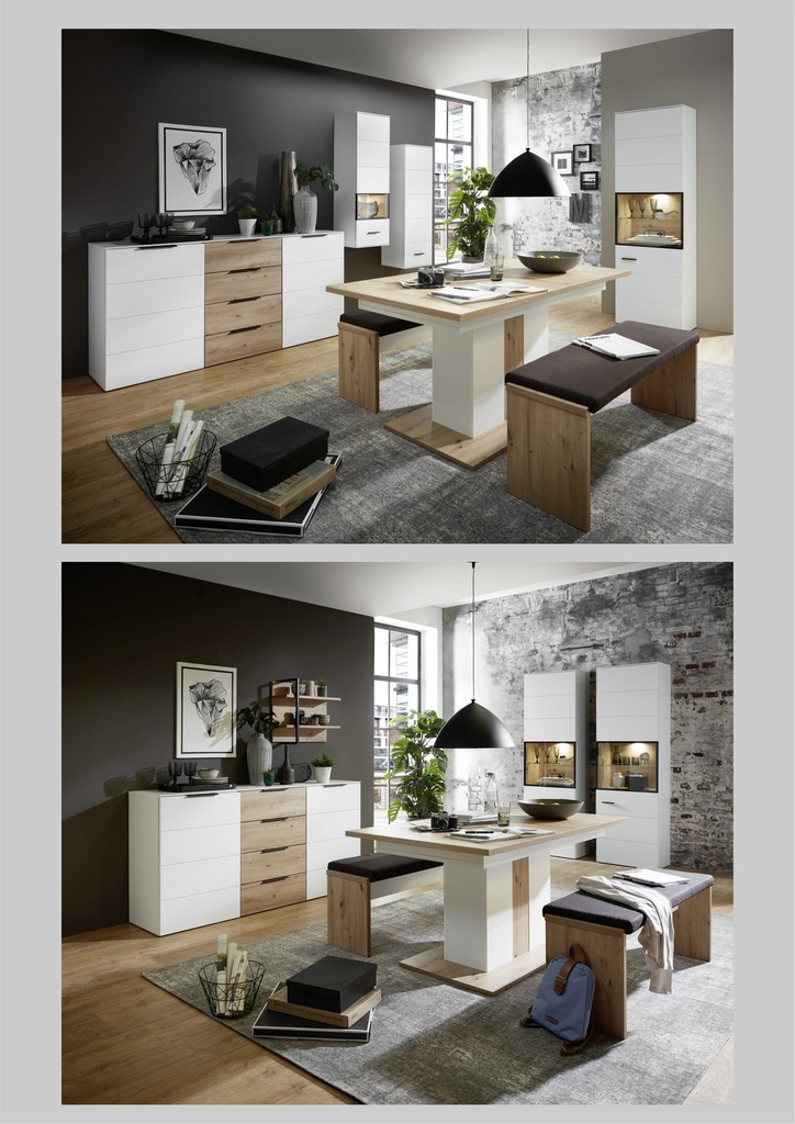 Esstisch MEDIANA Esszimmertisch ausziehbar Eiche weiß 160-210cm