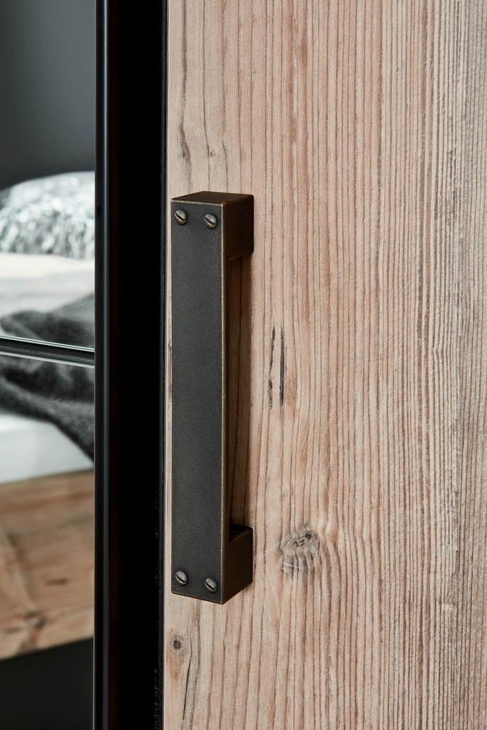 Kleiderschrank STOCKHOLM 5-türig mit Spiegel grau braun Weißtanne 225cm