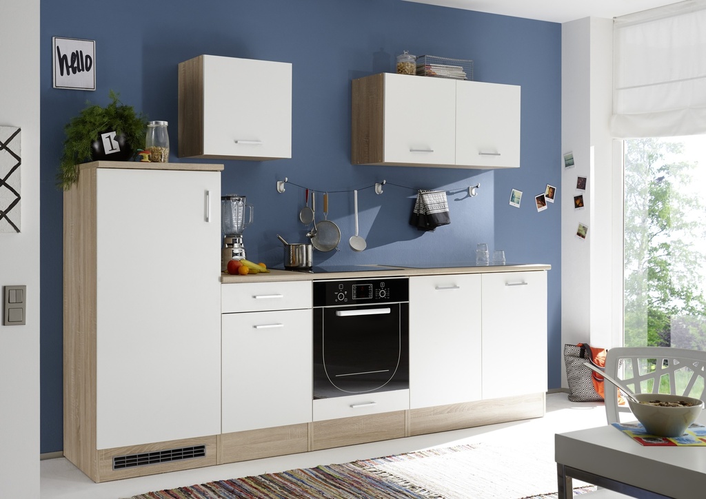 Küchenzeile AND Küchenblock Komplettküche weiß 270cm Singleküche Minküche