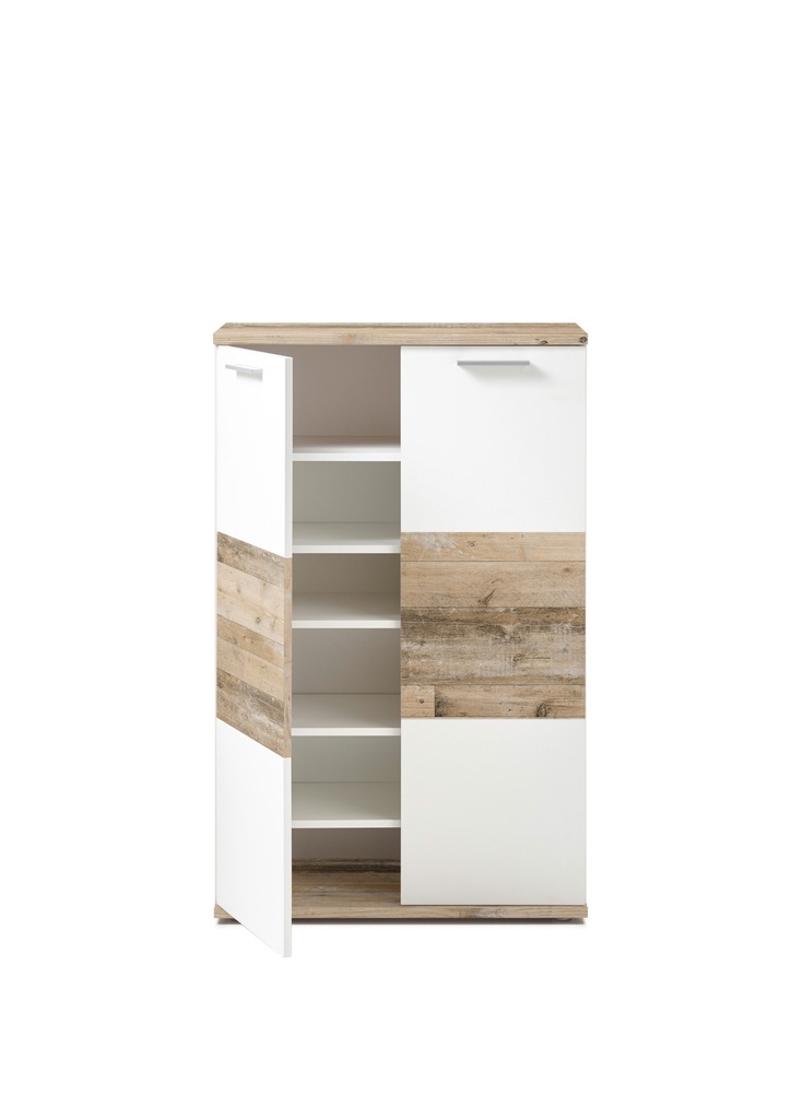 Schuhschrank HUGO Kommode Flurschrank Dielenschrank weiß braun 80cm