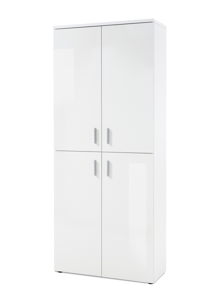 Schuhschrank LINCOLN Garderobe Flurschrank weiß hochglanz 4 Türen