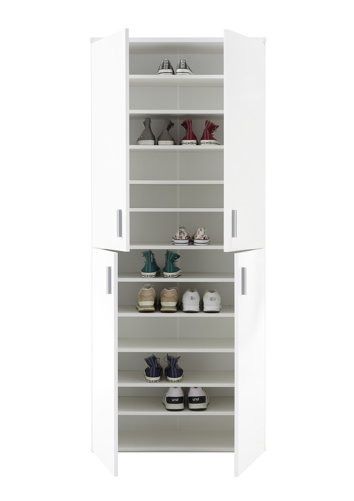 Schuhschrank LINCOLN Garderobe Flurschrank Dielenschrank weiß Glanz 4 Türen