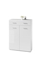 Schuhschrank ORLANDO Kommode Flurschrank weiß Glanz mit Schubkasten 90cm