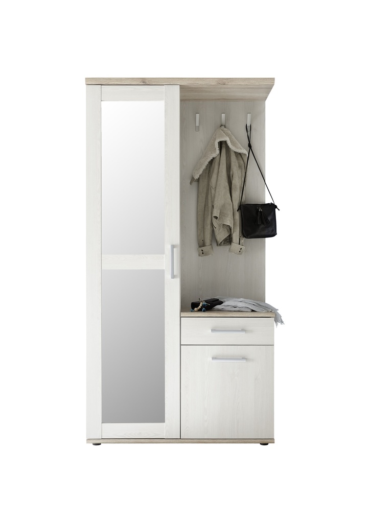 Garderobe ROMANCE2 Kompaktgarderobe Spiegel Paneel Schrank weiß