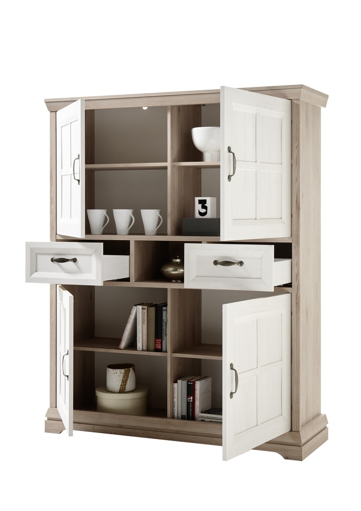 Highboard AVENUE 5 Buffet Wohnwand Esszimmer Eiche Pine weiß