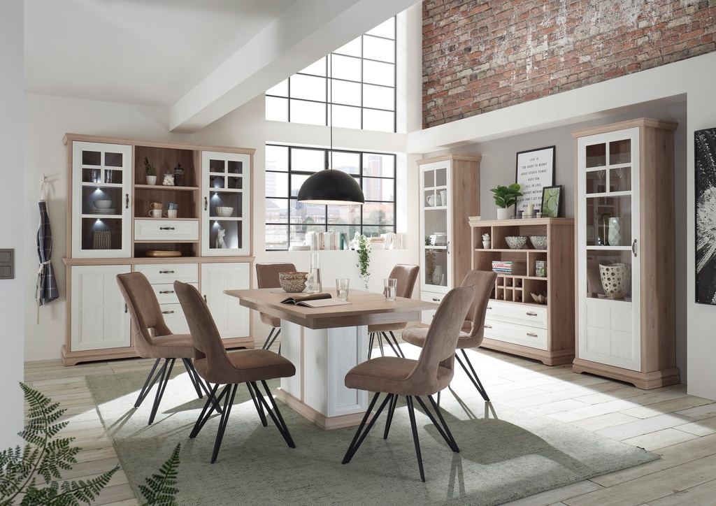 Esstisch AVENUE Ausziehtisch rechteckig Eiche braun weiß 160cm