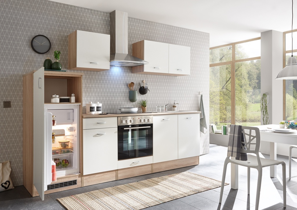 Küche ANDY Einbauküche Küchenzeile Komplettküche mit E-Geräten 270cm weiß