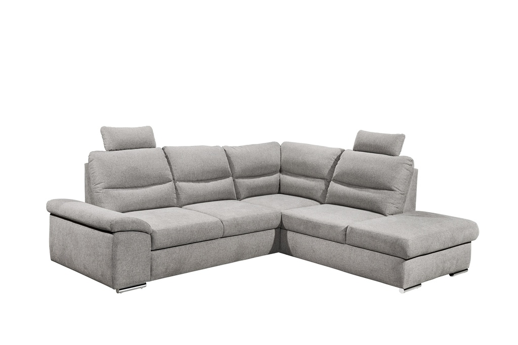Ecksofa Couch ALMA Schlafsofa hellgrau silber L-Form rechts
