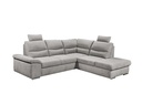 Ecksofa Couch ALMA Schlafsofa hellgrau silber L-Form rechts