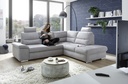 Ecksofa ALMA Schlafsofa hellgrau silber L-Form Ottomane rechts