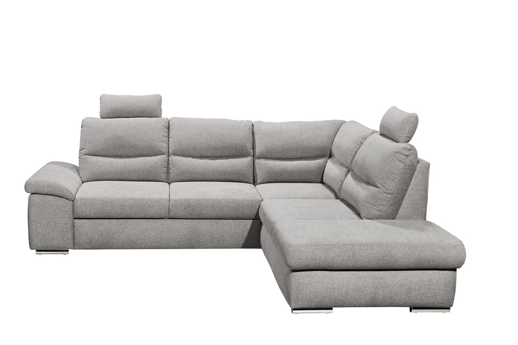 Ecksofa ALMA Schlafsofa Couch hellgrau silber L-Form Ottomane rechts
