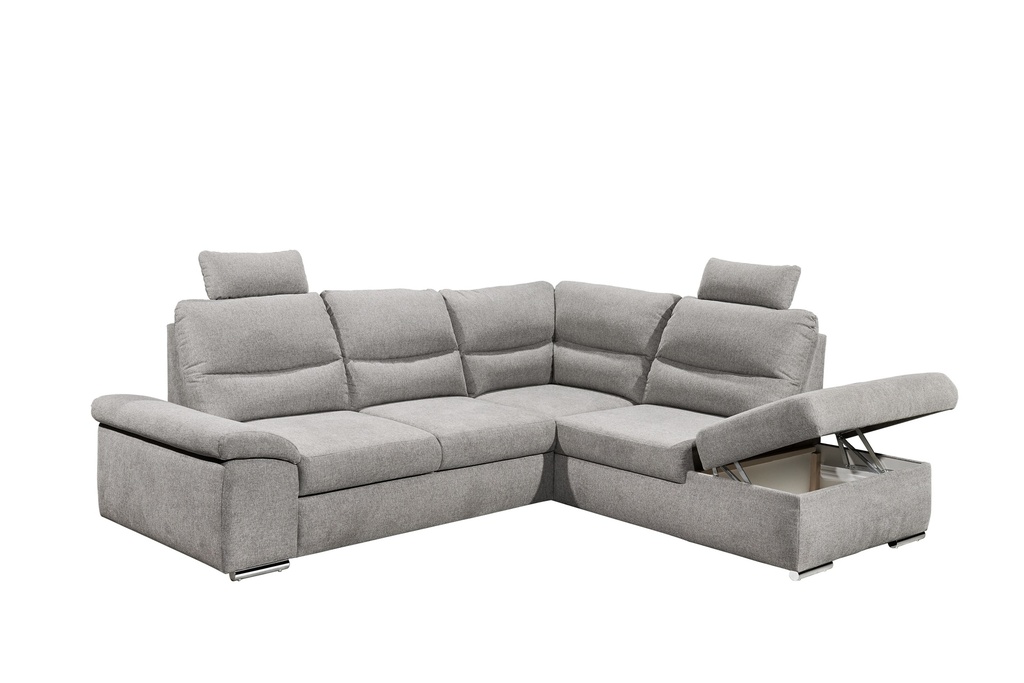 Ecksofa Couch ALMA Schlafsofa hellgrau silber L-Form rechts