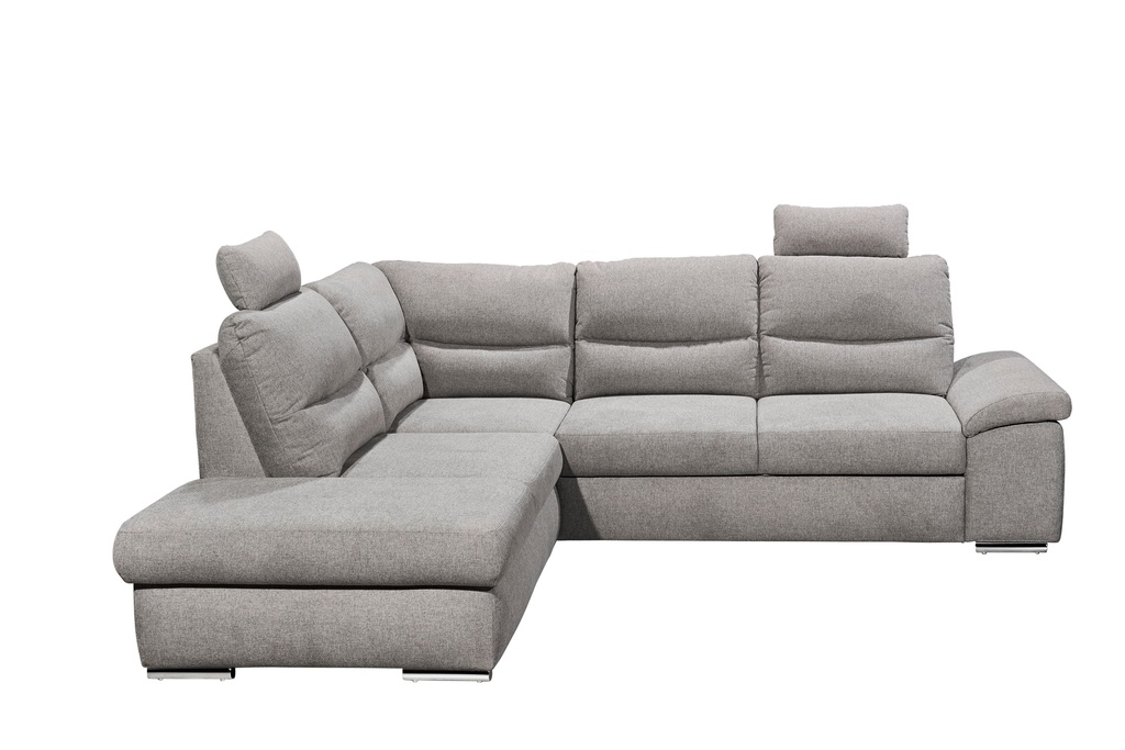 Ecksofa ALMA Schlafsofa Couch hellgrau silber L-Form Ottomane links
