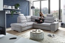 Ecksofa ALMA Schlafsofa hellgrau silber L-Form Ottomane links