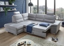 Ecksofa ALMA Couch Schlafcouch Schlafsofa hellgrau silber L-Form links
