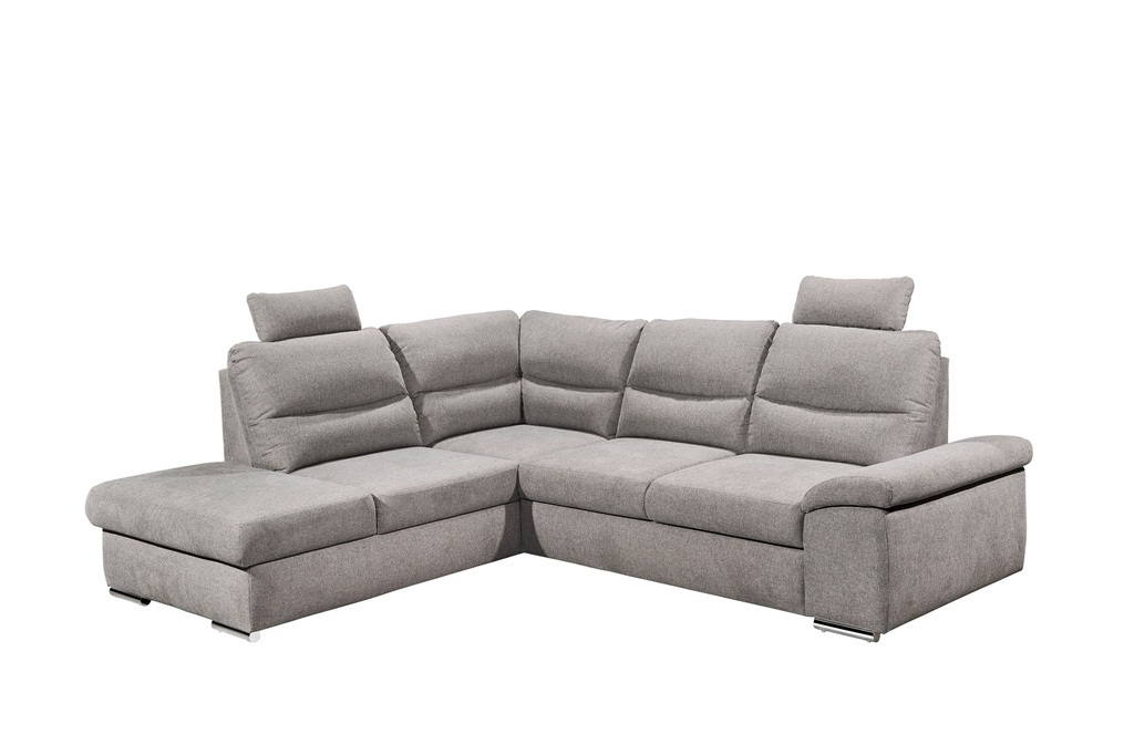 Ecksofa Couch ALMA Schlafsofa hellgrau silber L-Form links