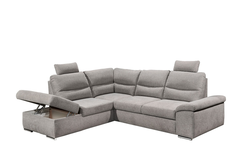 Ecksofa Couch ALMA Schlafsofa hellgrau silber L-Form links