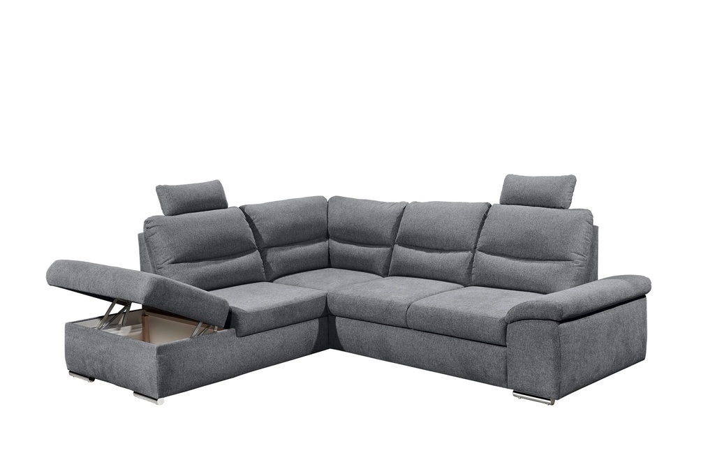Ecksofa Couch ALMA Schlafsofa grau anthrazit L-Form links