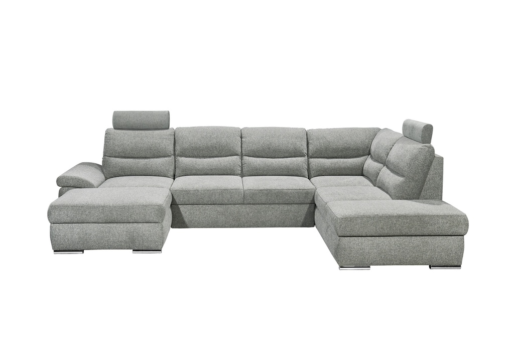 Couch Wohnlandschaft ALMA Schlaffunktion Schlafsofa grau Ottomane rechts