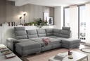 Couch Wohnlandschaft ALMA Schlaffunktion Schlafsofa grau Ottomane rechts