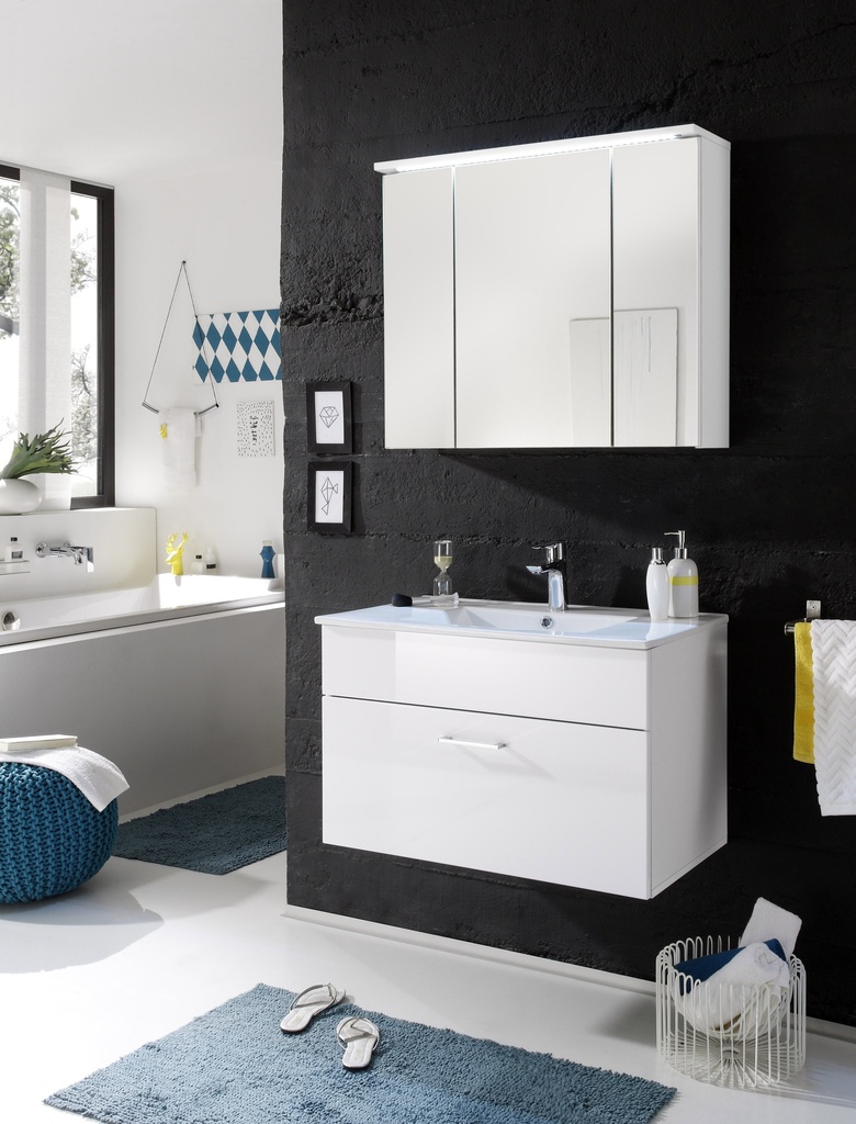 Badmöbel-Set SPLASH 2-teilig Badezimmer weiß hochglanz