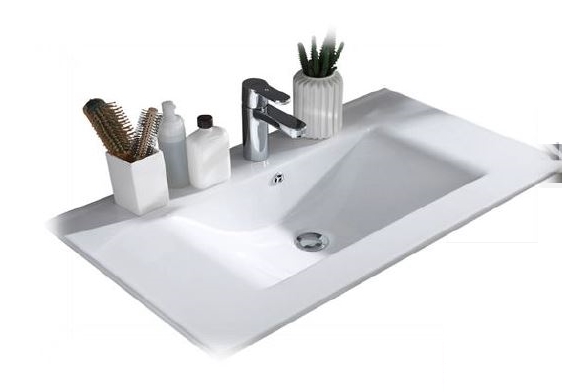 Badmöbel SPLASH 2-teilig Badezimmer Set Badezimmermöbel weiß ABS Hochglanz