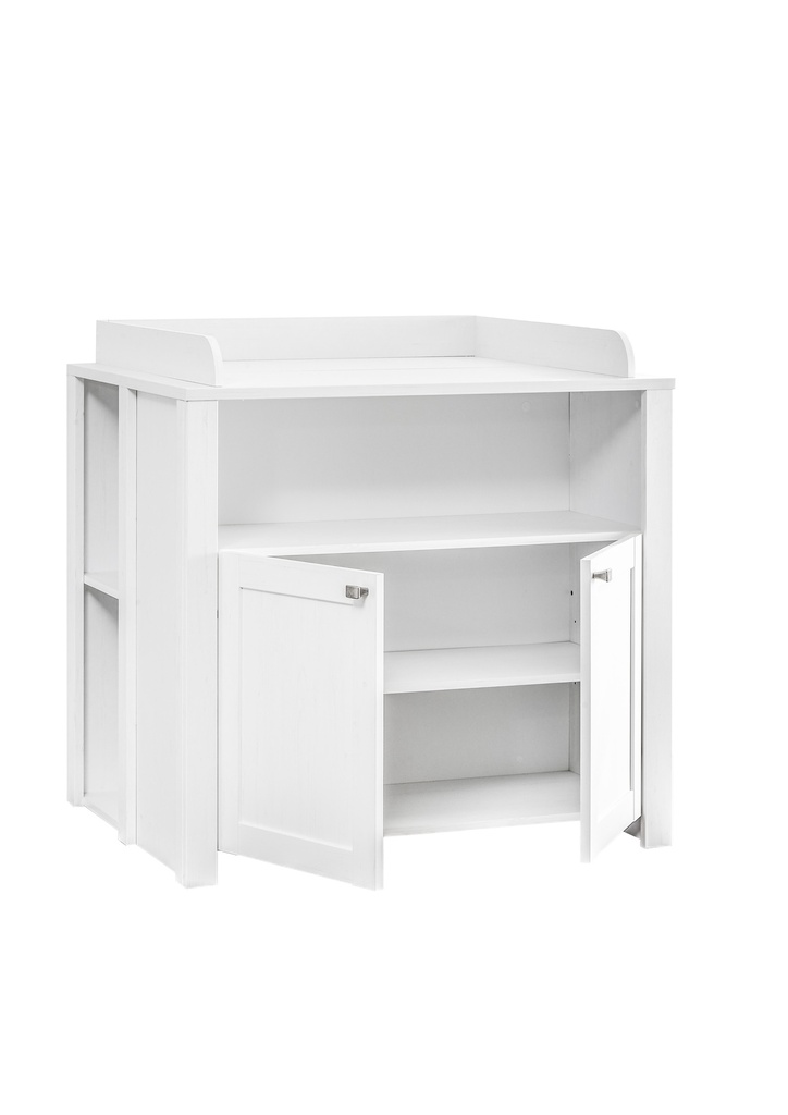 Babyzimmer Set LUISA 4-tlg Wickelkommode Babybett Wandregal Kleiderschrank 2-Türen Pinie weiß