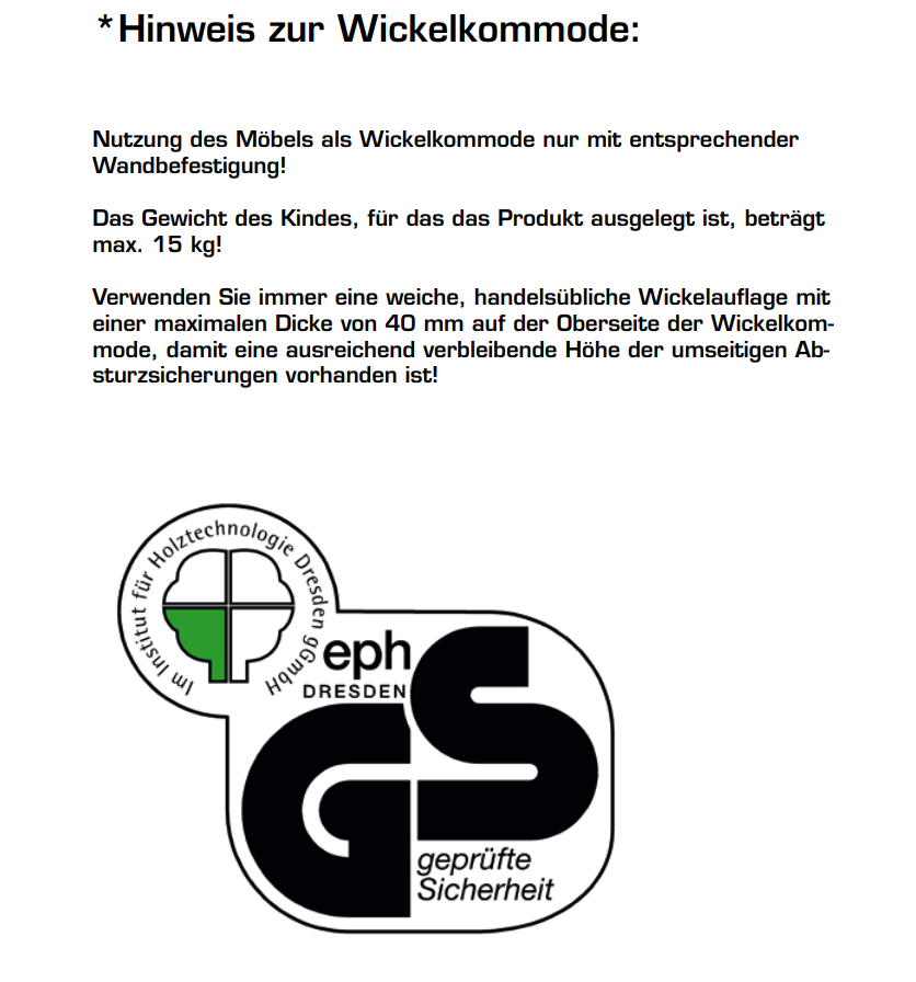 Babyzimmer Set KIEL 3-tlg Wickelkommode Babybett Kleiderschrank 3-türig Schubkästen weiß