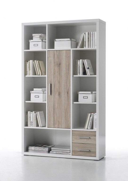 [35-826-A8] Regal 2 TOKYO  Büromöbel Regalwand Büro Office weiss Eiche hell