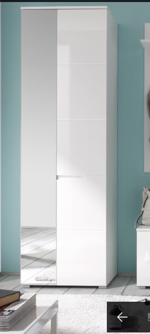 [70-959-13] Garderobenschrank Hochschrank Flurschrank Dielenschrank Weiß mit Spiegel