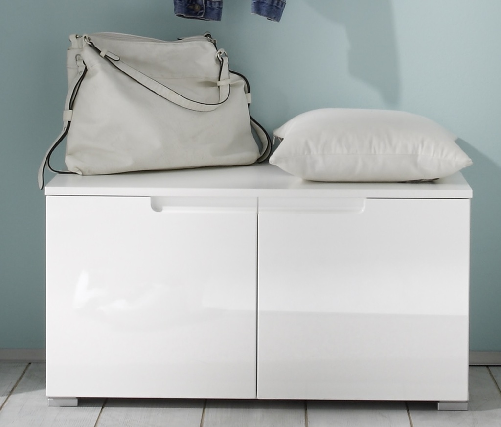 [33-959-13] Schuhbank "SPICE" Garderobenbank Garderobe Schuhschrank 2 Türen 80cm weiß