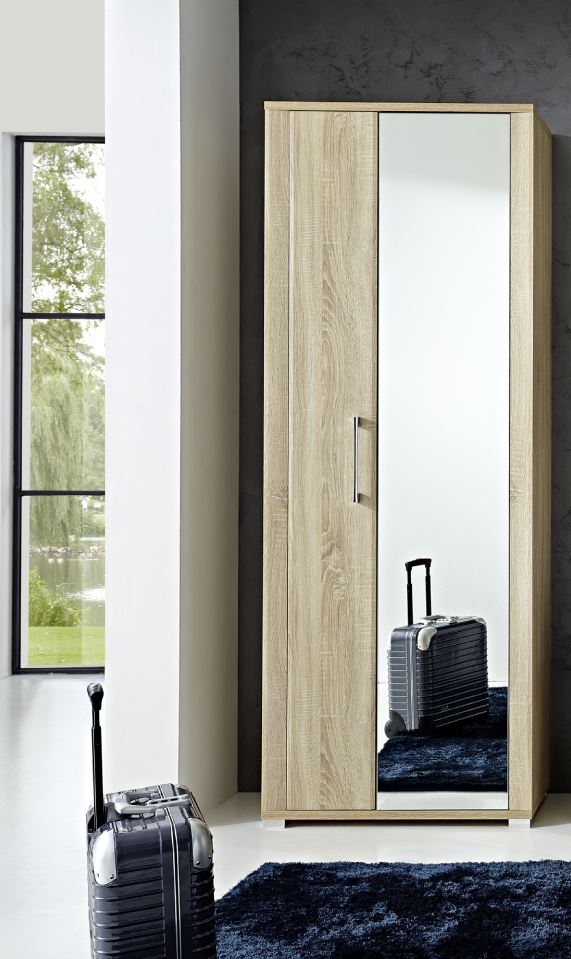 Garderobe "GO" Garderobenschrank Dielenschrank Hochschrank Spiegel Eiche Sonoma