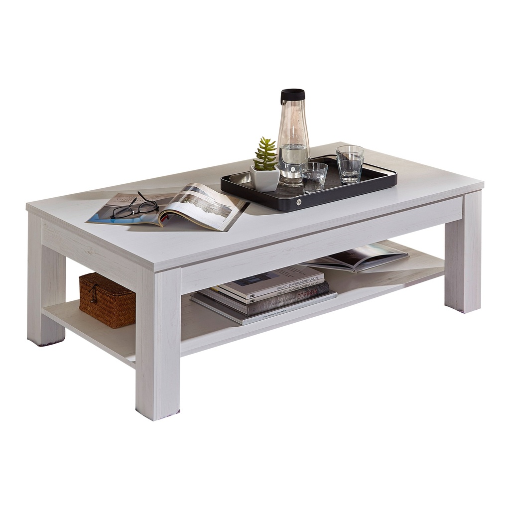 [29-26-UU-02] Couchtisch "MODENA" 120cm Beistelltisch Fernsehtisch Tisch weiß Pinie hell