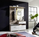 Garderobe "PLUS" 3-teilig Kompaktgarderobe Schuhschrank Paneel Bank in Weiß