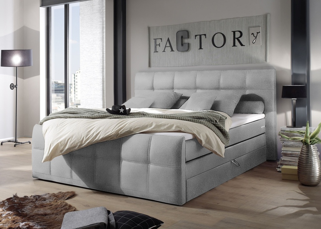 Funktionspolsterbett Boxspringbett Doppelbett Polsterbett 180cm grau SACB1