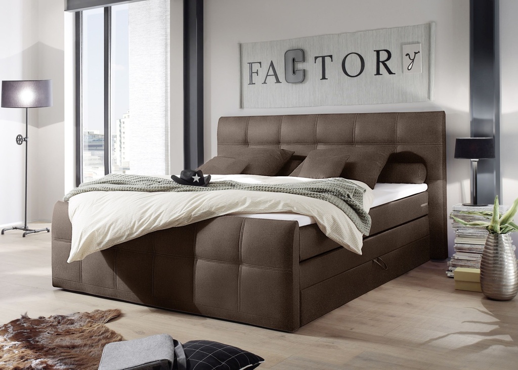 Funktionspolsterbett Boxspringbett Doppelbett Polsterbett 180cm braun