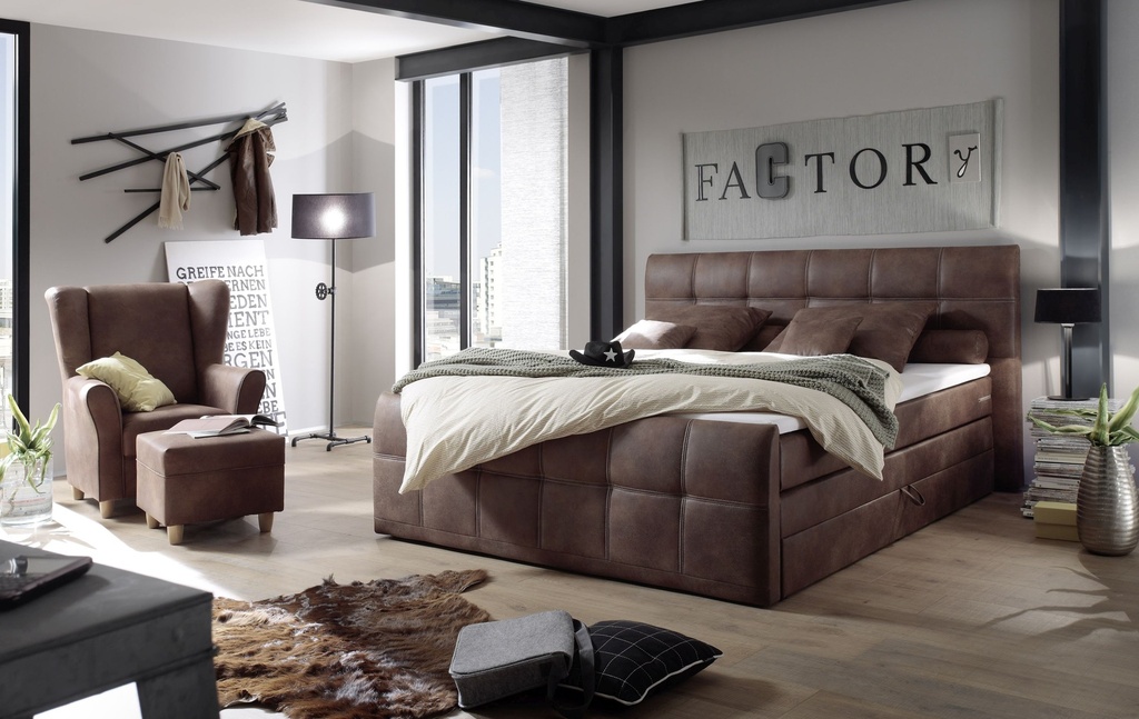 [56-289-61] Funktionspolsterbett Boxspringbett Doppelbett Polsterbett 180x200 hellbraun ASB2