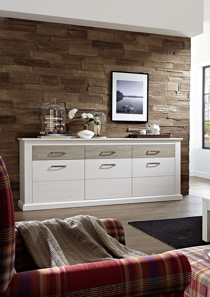[10-93-UU-20] Kommode Sideboard "MODENA" 200cm Esszimmer Pinie hell weiß