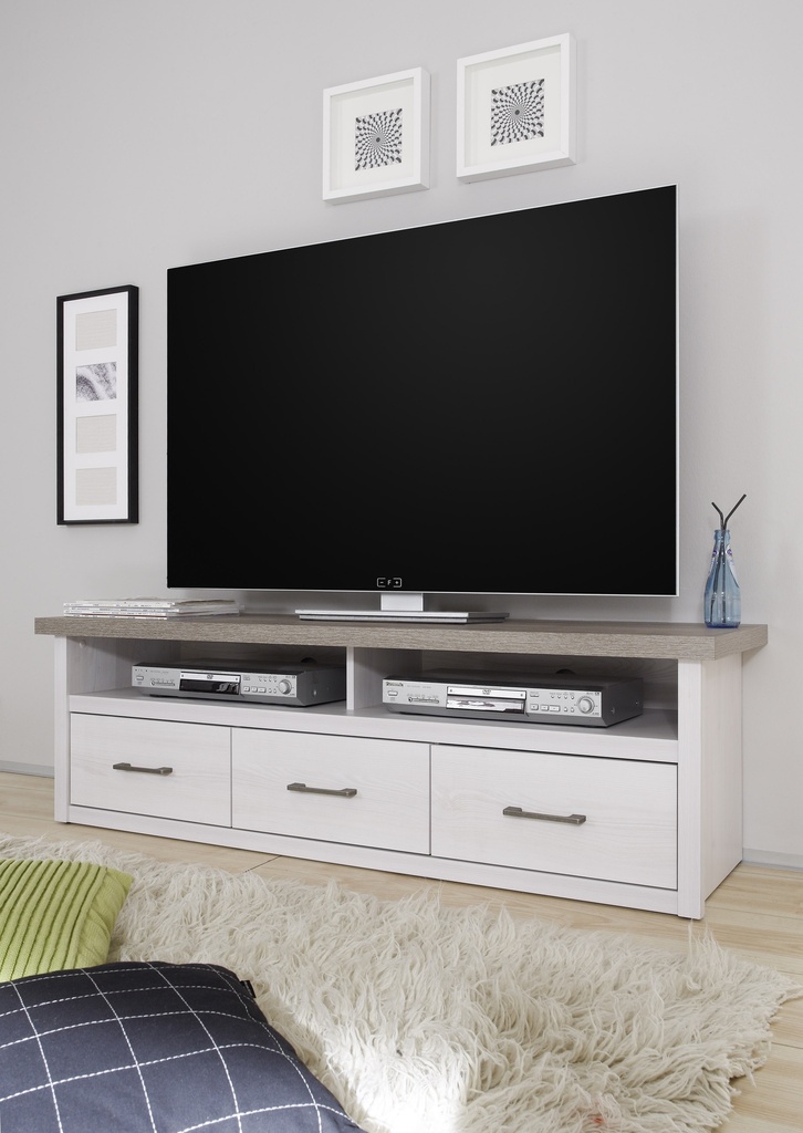 TV Lowboard LUCA Sideboard Wohnzimmer Schlafzimmer Flur Weiß Pinie 148cm