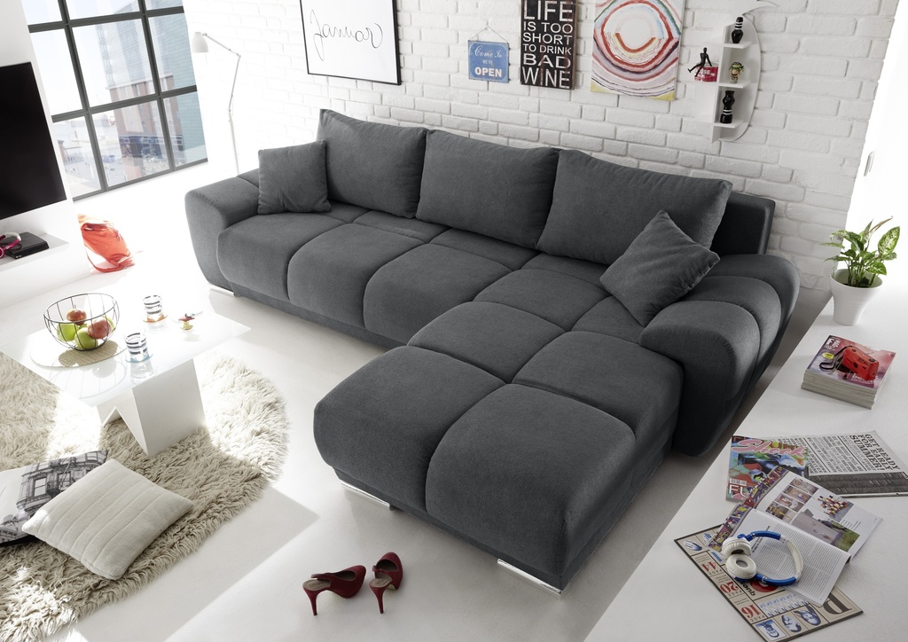 [64-637-604] Ecksofa Couch Schlafcouch Schlafsofa Funktionssofa ausziehbar anthrazit 289 cm