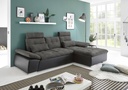 Ecksofa Couch Schlafcouch Schlafsofa Lederlook schwarz grau Ottomane rechts L