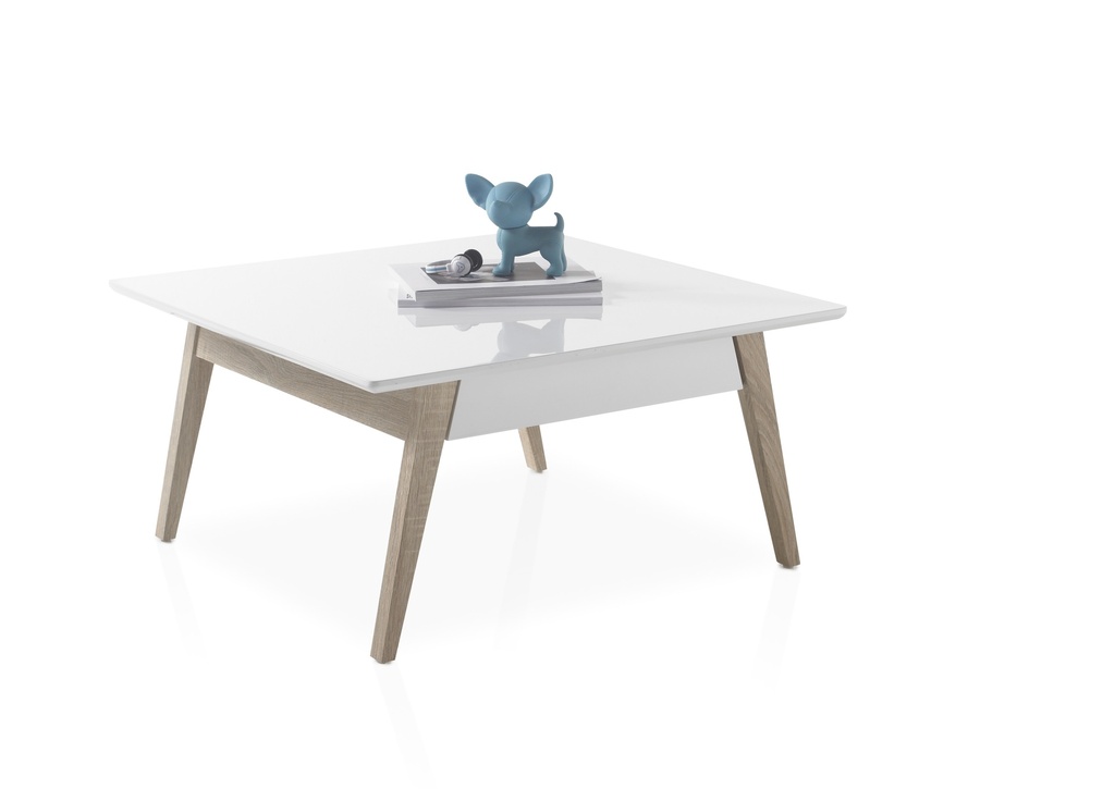 Couchtisch Beistelltisch Wohnzimmertisch Tisch Eiche Massiv weiß quadratisch 80