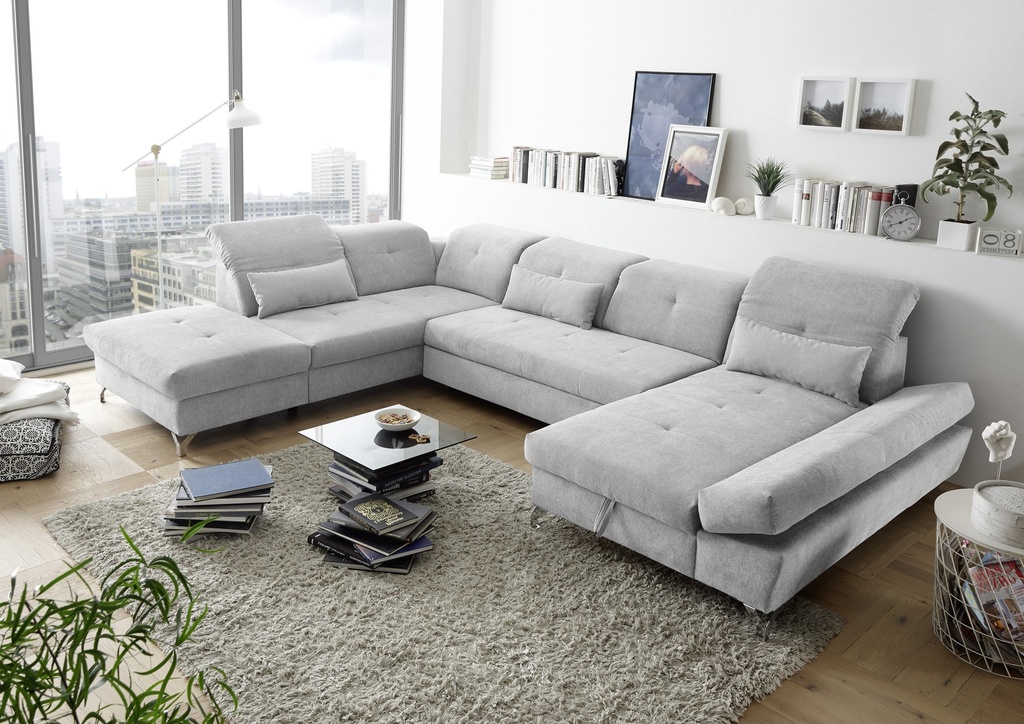 [64-780-89L] Couch MELFI L Sofa Schlafcouch Wohnlandschaft Bettsofa Schlaffunktion U-Form
