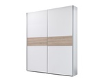 Kleiderschrank Schwebetürenschrank Schlafzimmer 170cm Weiß Bauchbinde Eiche
