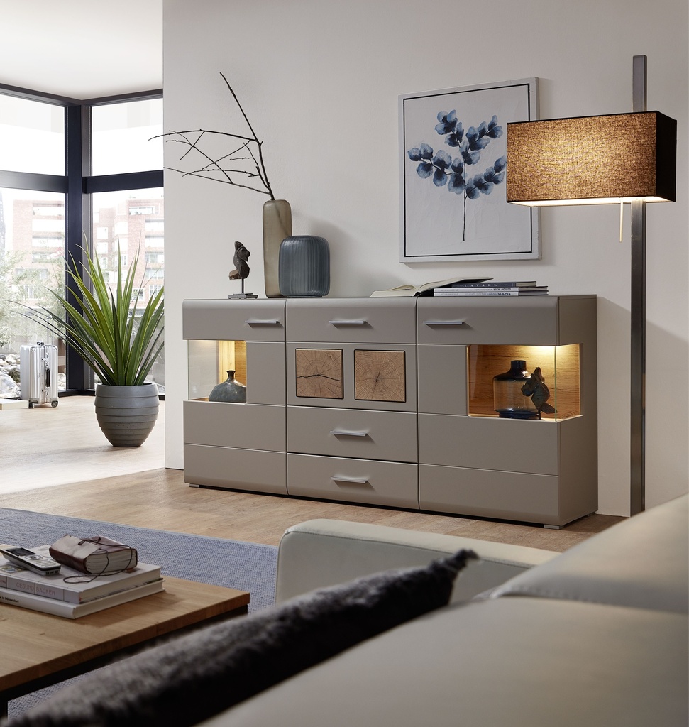 [10-A1-MM-21] Sideboard Kommode "FUN PLUS II" Anrichte Schrank Wohnwand LED Licht 170cm grau