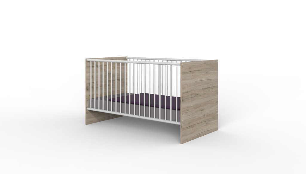 Kinderbett "Kiel" Kinderzimmer Babyzimmer Eiche weiß 70x140  cm