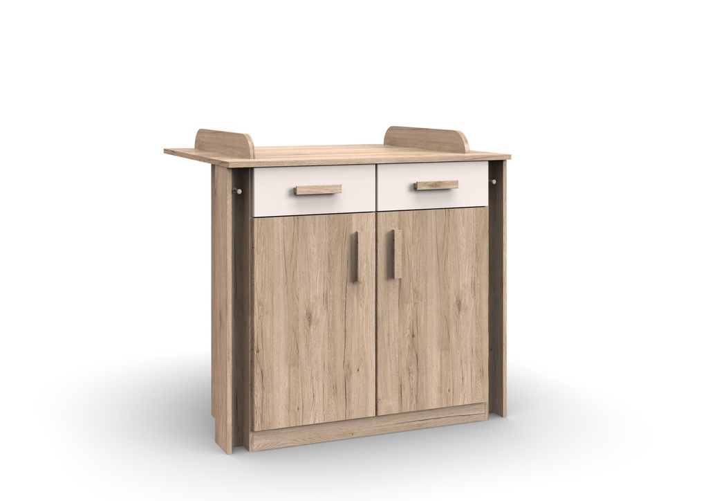 [B17195] Wickelkommode "Kiruna" Babyzimmer Eiche weiß