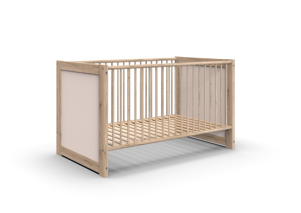 [B17224] Kinderbett "Kiruna" Kinderzimmer Babyzimmer Eiche weiß 70x140  cm