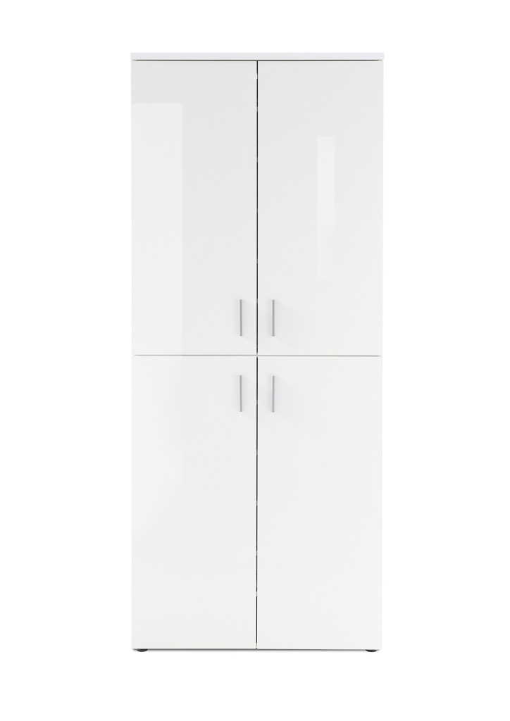 [33-208-13] Schuhschrank "LINCOLN" Garderobe Flurschrank Dielenschrank weiß glanz 4 Türen
